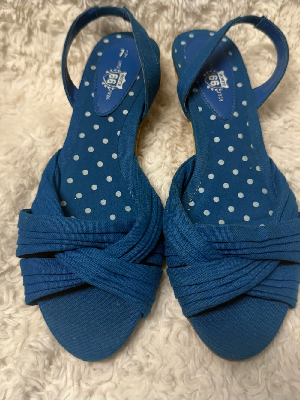 Route 66 Blue Knotted Slingback Sandals